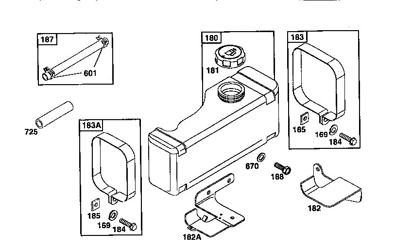 Fuel Tank Assembly Diagram and Parts List for 195702-4015  Briggs and Stratton Engine